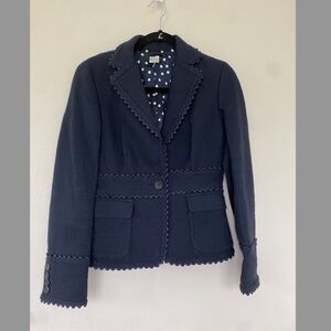 RARE J Crew Vintage Navy Cotton Tweed Blazer Size 2